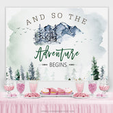 Abenteuer Beginnt Nebelig Wald Babydusche Hintergrund